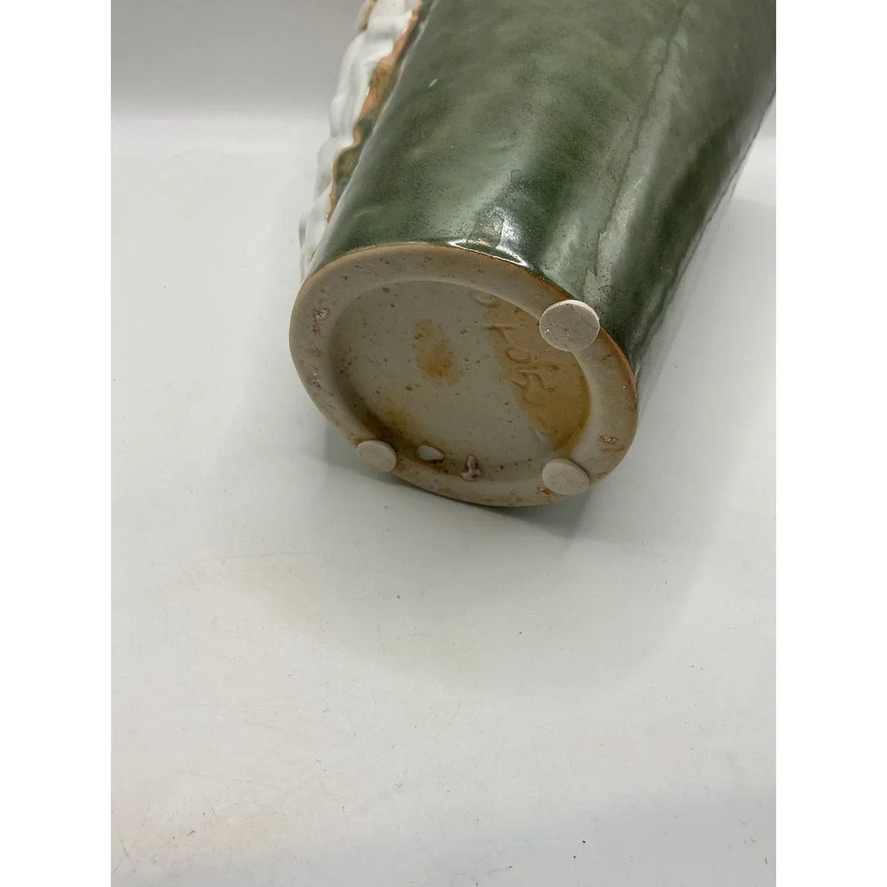 Margies Garden Santa Claus Ceramic Vase Green Holiday Christmas Decor 10 inch